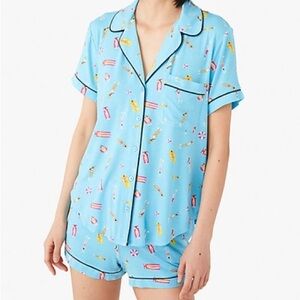 Kate Spade New York Poolside Printed PJ Set with Shorts & Button Down Top